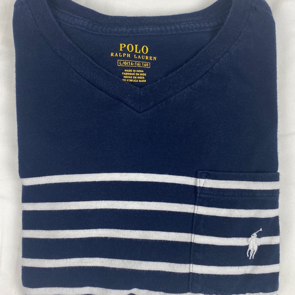 Boys Polo Ralph Lauren blue striped shirts.  **3 free shirts**